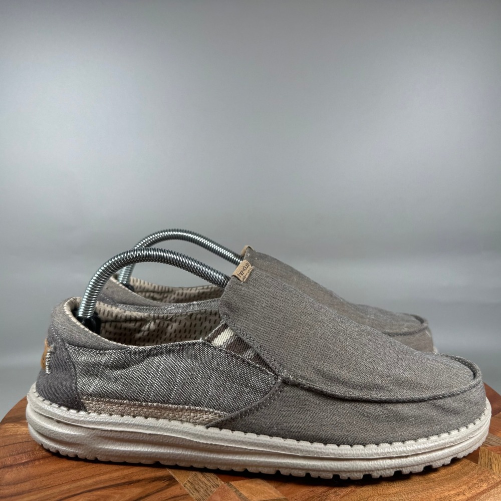 Hey Dude Thad Chambray Walnut Gray Slip On Loafers Mens Size 9 111911621